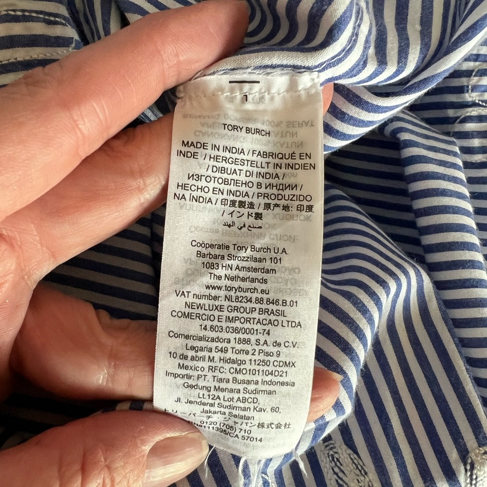 Tory Burch Blue and Pink Striped Midi Dress - Picture 11 of 16